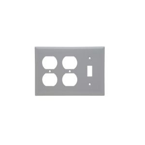 PASS AND SEYMOUR SP182-GRY Combination Opening Wall Plate, 1 Toggle Switch And 2 Duplex Receptacle, 3 Gang | CH4BVW