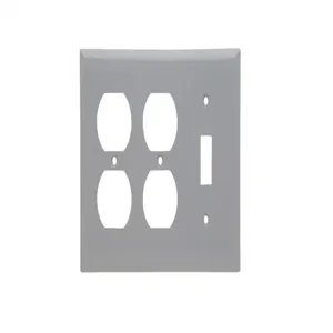 PASS AND SEYMOUR SP182-GRY Combination Opening Wall Plate, 1 Toggle Switch And 2 Duplex Receptacle, 3 Gang | CH4BVW