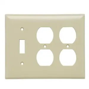 PASS AND SEYMOUR SP182-I Combination Opening Wall Plate, 1 Toggle Switch And 2 Duplex Receptacle, 3 Gang | CH4BVX