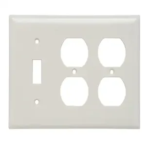 PASS AND SEYMOUR SP182-LA Combination Opening Wall Plate, 1 Toggle Switch And 2 Duplex Receptacle, 3 Gang | CH4BVY