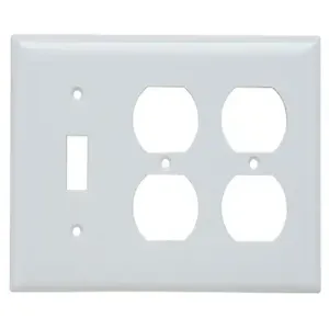 PASS AND SEYMOUR SP182-W Combination Opening Wall Plate, 1 Toggle Switch And 2 Duplex Receptacle, 3 Gang | CH4BVZ