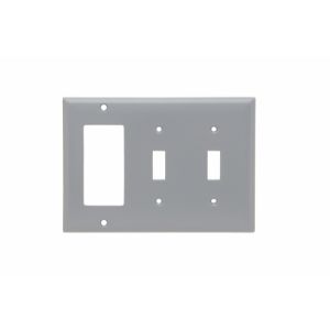 PASS AND SEYMOUR SP226-GRY Combination Opening Wall Plate, 2 Toggle Switch And 1 Decorator, 3 Gang | CH4BWF