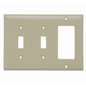 PASS AND SEYMOUR SP226-I Combination Opening Wall Plate, 2 Toggle Switch And 1 Decorator, 3 Gang | CH4BWH