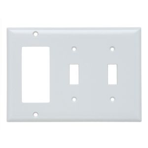 PASS AND SEYMOUR SP226-LA Combination Opening Wall Plate, 2 Toggle Switch And 1 Decorator, 3 Gang | CH4BWL