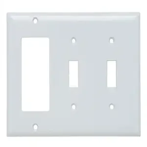 PASS AND SEYMOUR SP226-W Combination Opening Wall Plate, 2 Toggle Switch And 1 Decorator, 3 Gang | CH4BWM