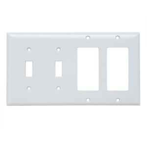 PASS AND SEYMOUR SP2262-W Kombinations-Wandplatte mit Öffnung, 2 Kippschalter und 2 Dekorateure, 4-fach | CH4BXG