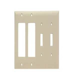 PASS AND SEYMOUR SP2262-I Combination Opening Wall Plate, 2 Toggle Switch And 2 Decorator, 4 Gang | CH4BXE