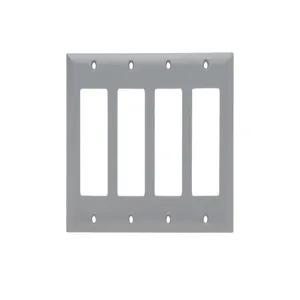 PASS AND SEYMOUR SP264-GRY Decorator Opening Wall Plate, 4 Gang, Gray | CH4CKA