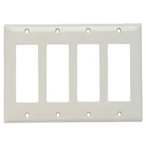 PASS AND SEYMOUR SP264-LA Decorator Opening Wall Plate, 4 Gang, Light Almond | CH4CKH