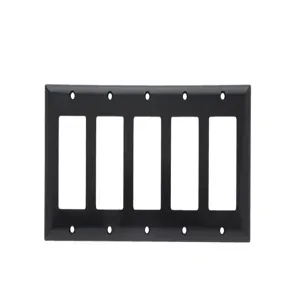 PASS AND SEYMOUR SP265-BK Decorator Opening Wall Plate, 5 Gang, Black | CH4CJE