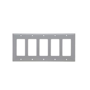 PASS AND SEYMOUR SP265-GRY Decorator Opening Wall Plate, 5 Gang, Gray | CH4CJJ