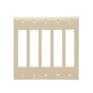 PASS AND SEYMOUR SP265-I Decorator Opening Wall Plate, 5 Gang, Ivory | CH4CJL