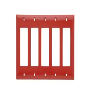 PASS AND SEYMOUR SP265-RED Decorator Opening Wall Plate, 5 Gang, Red | CH4CJP