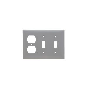 PASS AND SEYMOUR SP28-GRY Kombinations-Wandplatte mit Öffnung, 2 Kippschalter und 1 Duplex-Steckdose, 3-fach | CH4BWV