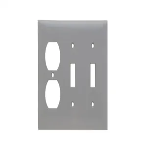 PASS AND SEYMOUR SP28-GRY Combination Opening Wall Plate, 2 Toggle Switch And 1 Duplex Receptacle, 3 Gang | CH4BWV