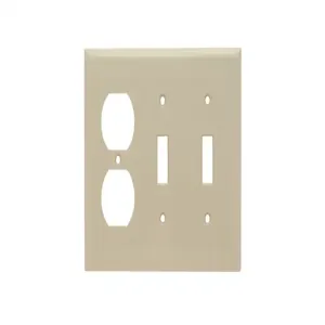 PASS AND SEYMOUR SP28-I Combination Opening Wall Plate, 2 Toggle Switch And 1 Duplex Receptacle, 3 Gang | CH4BWW