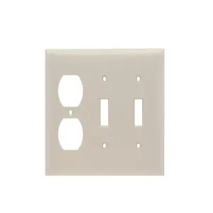 PASS AND SEYMOUR SP28-LA Combination Opening Wall Plate, 2 Toggle Switch And 1 Duplex Receptacle, 3 Gang | CH4BWZ