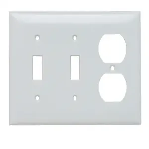 PASS AND SEYMOUR SP28-W Combination Opening Wall Plate, 2 Toggle Switch And 1 Duplex Receptacle, 3 Gang | CH4BXB