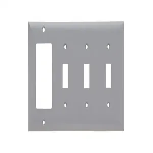 PASS AND SEYMOUR SP326-GRY Combination Opening Wall Plate, 3 Toggle Switch And 1 Decorator, 4 Gang | CH4BXM