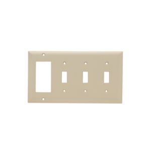 PASS AND SEYMOUR SP326-I Kombinations-Wandplatte mit Öffnung, 3 Kippschalter und 1 Dekorator, 4-fach | CH4BXN
