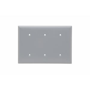 PASS AND SEYMOUR SP33-GRY Blank Wall Plate, Box Mounted, 3 Gang, Gray | CH4BGP
