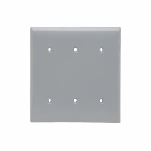 PASS AND SEYMOUR SP34-GRY Blank Wall Plate, Strap Mounted, 3 Gang, Gray | CH4BJK