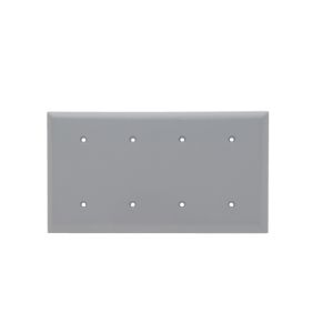 PASS AND SEYMOUR SP44-GRY Blank Wall Plate, Strap Mounted, 4 Gang, Gray | CH4BHP