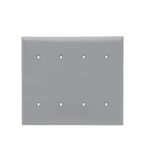 PASS AND SEYMOUR SP44-GRY Blank Wall Plate, Strap Mounted, 4 Gang, Gray | CH4BHP