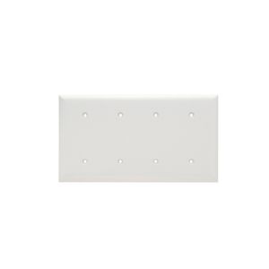 PASS AND SEYMOUR SP44-W Blank Wall Plate, Strap Mounted, 4 Gang, White | CH4BHR