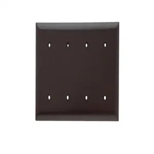 PASS AND SEYMOUR SP44 Blank Wall Plate, Strap Mounted, 4 Gang, Brown | CH4BHN