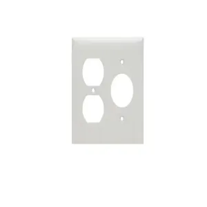 PASS AND SEYMOUR SP78-GRY Combination Opening Wall Plate, 1 Receptacle And 1 Duplex Receptacle, 2 Gang | CH4BQV