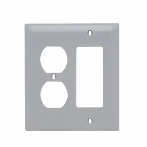 PASS AND SEYMOUR SP826-GRY Combination Opening Wall Plate, 1 Duplex Receptacle And 1 Decorator, 2 Gang | CH4BQA