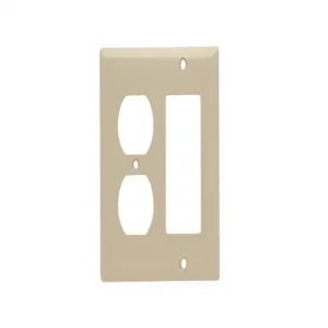 PASS AND SEYMOUR SP826-I Combination Opening Wall Plate, 1 Duplex Receptacle And 1 Decorator, 2 Gang | CH4BQD