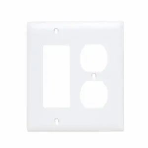 PASS AND SEYMOUR SP826-W Combination Opening Wall Plate, 1 Duplex Receptacle And 1 Decorator, 2 Gang | CH4BQP