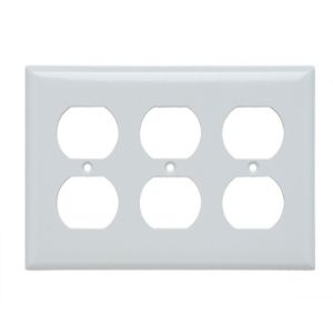 PASS AND SEYMOUR SP83-LA Wall Plate, Duplex Receptacle Opening, 3 Gang, Light Almond | CH4CWE