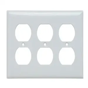 PASS AND SEYMOUR SP83-LA Wall Plate, Duplex Receptacle Opening, 3 Gang, Light Almond | CH4CWE