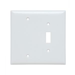 PASS AND SEYMOUR SPJ113-W Combination Opening Wall Plate, 1 Toggle Switch And 1 Blank, 2 Gang | CH4BTE