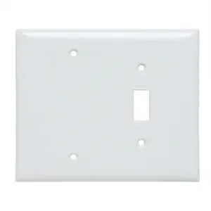 PASS AND SEYMOUR SPJ113-W Combination Opening Wall Plate, 1 Toggle Switch And 1 Blank, 2 Gang | CH4BTE