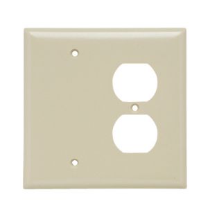 PASS AND SEYMOUR SPJ138-I Combination Opening Wall Plate, 1 Blank And 1 Duplex Receptacle, 2 Gang | CH4BPE