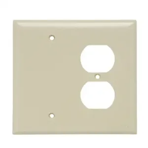 PASS AND SEYMOUR SPJ138-I Combination Opening Wall Plate, 1 Blank And 1 Duplex Receptacle, 2 Gang | CH4BPE