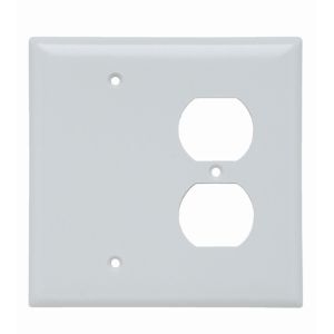 PASS AND SEYMOUR SPJ138-W Combination Opening Wall Plate, 1 Blank And 1 Duplex Receptacle, 2 Gang | CH4BPM