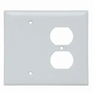 PASS AND SEYMOUR SPJ138-W Combination Opening Wall Plate, 1 Blank And 1 Duplex Receptacle, 2 Gang | CH4BPM