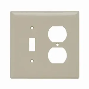 PASS AND SEYMOUR SPJ18-I Combination Opening Wall Plate, 1 Toggle Switch And 1 Duplex Receptacle, 2 Gang | CH4BUU