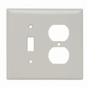 PASS AND SEYMOUR SPJ18-LA Combination Opening Wall Plate, 1 Toggle Switch And 1 Duplex Receptacle, 2 Gang | CH4BVA