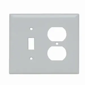 PASS AND SEYMOUR SPJ18-W Combination Opening Wall Plate, 1 Toggle Switch And 1 Duplex Receptacle, 2 Gang | CH4BVE