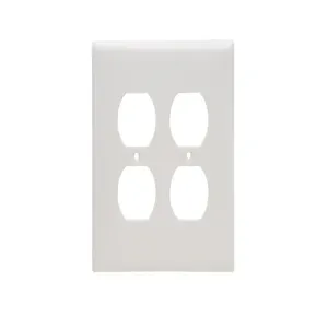 PASS AND SEYMOUR SPJ82-W Wall Plate, Duplex Receptacle Opening, 2 Gang, White | CH4CXQ