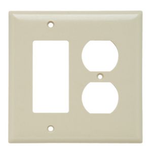 PASS AND SEYMOUR SPJ826-I Combination Opening Wall Plate, 1 Duplex Receptacle And 1 Decorator, 2 Gang | CH4BQE