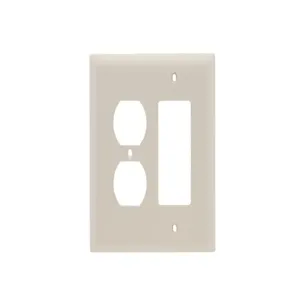 PASS AND SEYMOUR SPJ826-LA Combination Opening Wall Plate, 1 Duplex Receptacle And 1 Decorator, 2 Gang | CH4BQJ