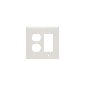 PASS AND SEYMOUR SPJ826-W Combination Opening Wall Plate, 1 Duplex Receptacle And 1 Decorator, 2 Gang | CH4BQQ