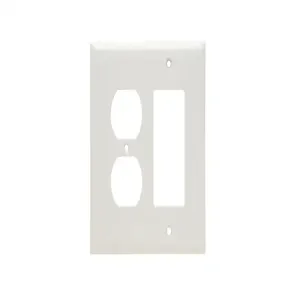 PASS AND SEYMOUR SPJ826-W Combination Opening Wall Plate, 1 Duplex Receptacle And 1 Decorator, 2 Gang | CH4BQQ